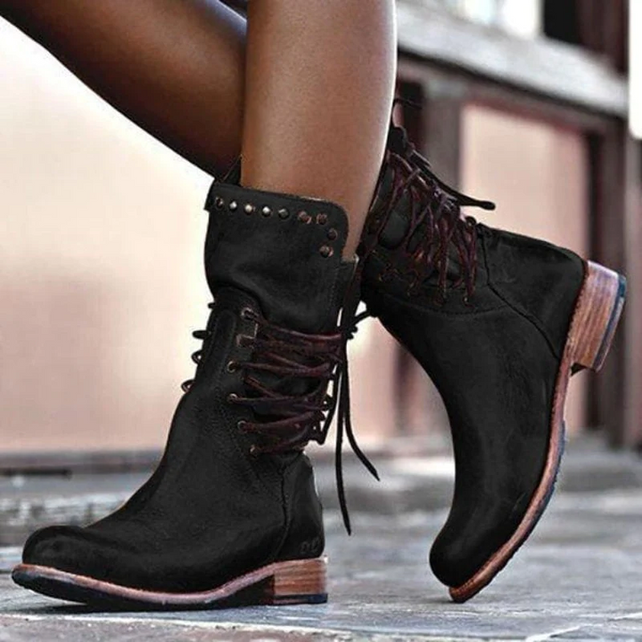 Charlotte™ | Leather Lace-Up Boots