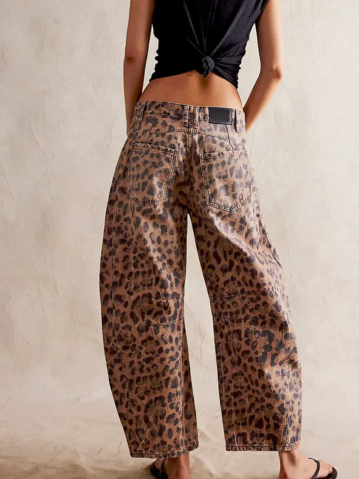 Anastasia | Leopard Print Barrel Jeans