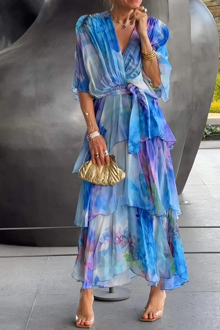 Ava | Chic Elegant Multi-Colour Maxi Dress